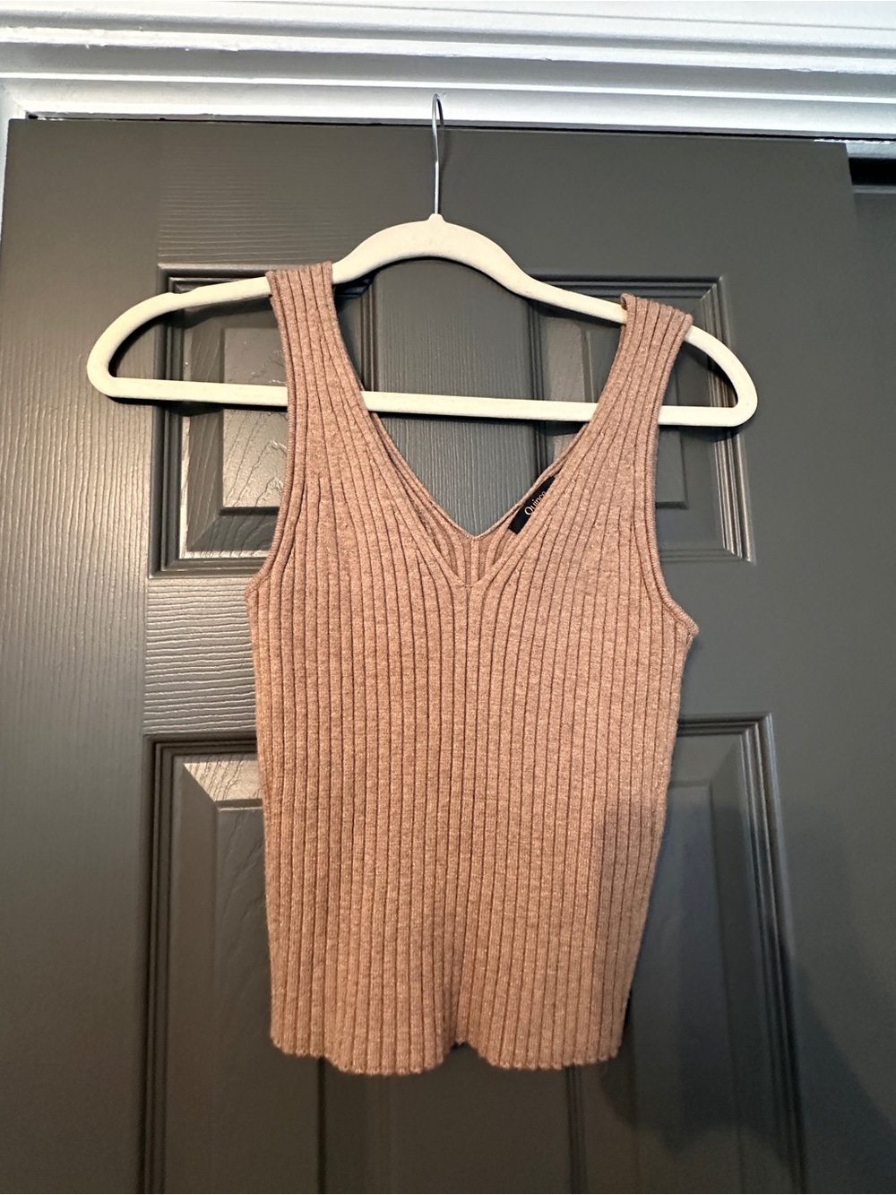 Quince Ribbed Cropped Sweater Tank - Warm Taupe
